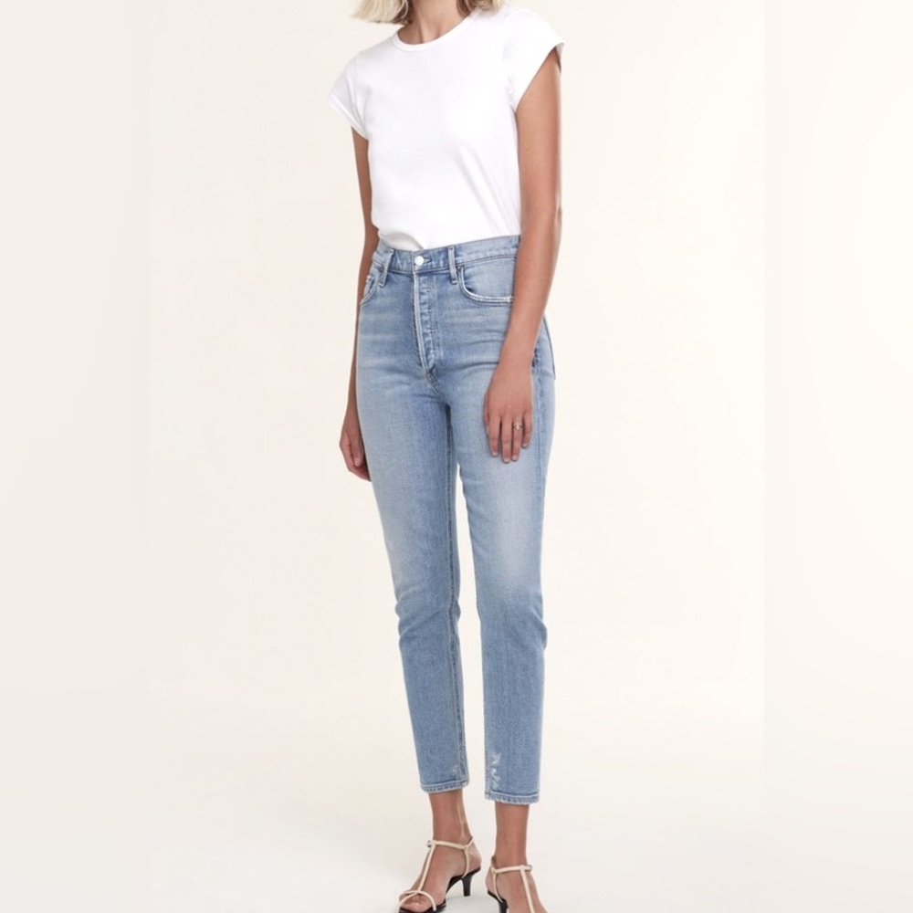 NWT Agolde Nico High Rise Slim Fit Denim Jeans in Embark